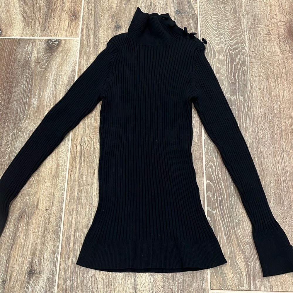 Black Stretchy Ribbed Sweater
